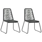 vidaXL 3-dielna záhradná jedálenská súprava čierna PVC ratan – Obrázok 4