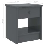 vidaXL Nočný stolík tmavosivý 35x30x40 cm borovicový masív – Obrázok 6
