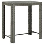 vidaXL 5-dielna vonkajšia barová súprava s opierkou polyratanová sivá – Obrázok 9