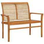 vidaXL Záhradná lavička a modrá podložka 112 cm teakový masív – Obrázok 2