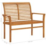 vidaXL Záhradná lavička a modrá podložka 112 cm teakový masív – Obrázok 8