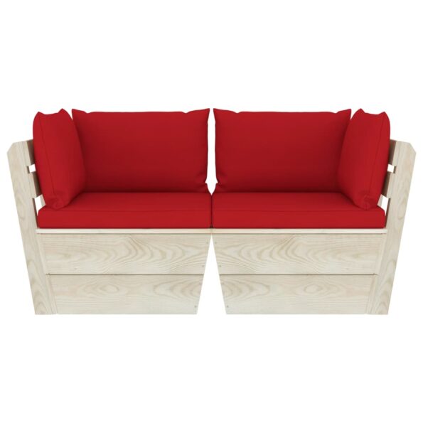 vidaXL 2-miestna záhradná pohovka z paliet+podložky, smrekové drevo – Obrázok 3