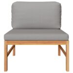 vidaXL Stredová pohovka s tmavosivými vankúšmi tíkový masív – Obrázok 2