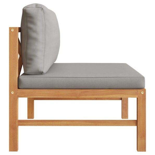 vidaXL Stredová pohovka s tmavosivými vankúšmi tíkový masív – Obrázok 3