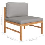 vidaXL Stredová pohovka s tmavosivými vankúšmi tíkový masív – Obrázok 6