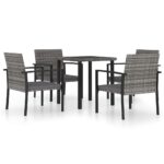 vidaXL 5-dielna záhradná jedálenská súprava polyratan šedá – Obrázok 2