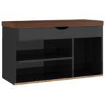 vidaXL Lavica na topánky+podložka, lesklá čierna 80x30x47 cm – Obrázok 2