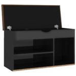 vidaXL Lavica na topánky+podložka, lesklá čierna 80x30x47 cm – Obrázok 4