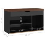 vidaXL Lavica na topánky+podložka, lesklá čierna 80x30x47 cm – Obrázok 8