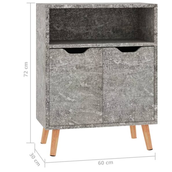 vidaXL Komoda, betónovo sivá 60x30x72 cm, kompozitné drevo – Obrázok 8