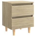 vidaXL Nočné stolíky, nohy z borovice 2 ks, dub sonoma 40x35x50 cm – Obrázok 4