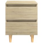 vidaXL Nočné stolíky, nohy z borovice 2 ks, dub sonoma 40x35x50 cm – Obrázok 5