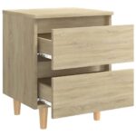 vidaXL Nočné stolíky, nohy z borovice 2 ks, dub sonoma 40x35x50 cm – Obrázok 7