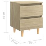 vidaXL Nočné stolíky, nohy z borovice 2 ks, dub sonoma 40x35x50 cm – Obrázok 8