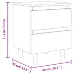 vidaXL Nočné stolíky, nohy z borovice 2 ks, dub sonoma 40x35x50 cm – Obrázok 10