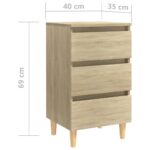 vidaXL Nočný stolík nohy z masívneho dreva dub sonoma 40x35x69 cm – Obrázok 7