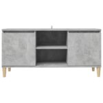 vidaXL TV stolík nohy z masívneho dreva betónové sivé 103,5x35x50cm – Obrázok 5