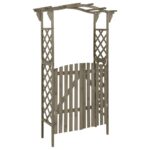 vidaXL Pergola s bránkou 116x40x204 cm sivá masívne jedľové drevo