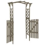 vidaXL Pergola s bránkou 116x40x204 cm sivá masívne jedľové drevo – Obrázok 3