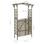 vidaXL Pergola s bránkou 116x40x204 cm sivá masívne jedľové drevo – Obrázok 6