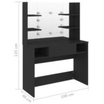 vidaXL Toaletný stolík s LED svetlami 100x40x135 cm MDF čierny – Obrázok 6