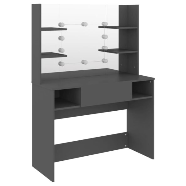 vidaXL Toaletný stolík s LED svetlami 100x40x135 cm MDF sivý – Obrázok 5