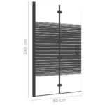 vidaXL Skladací sprchový kút ESG 80x140 cm čierny – Obrázok 7