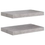vidaXL Plávajúce nástenné police 2 ks betónovo-sivé 40x23x3,8 cm MDF – Obrázok 2