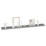 vidaXL Nástenné police 4 ks, sivé 100x9x3 cm – Obrázok 3