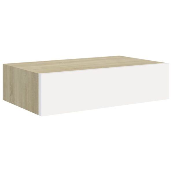 vidaXL Nástenná zásuvková polica dub a biela 40x23,5x10 cm MDF – Obrázok 2