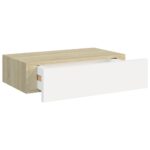 vidaXL Nástenná zásuvková polica dub a biela 40x23,5x10 cm MDF – Obrázok 6