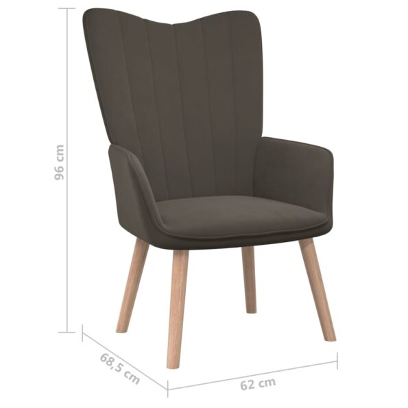 vidaXL Relaxačné kreslo s podnožkou, tmavosivé, zamat – Obrázok 11