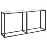vidaXL Konzolový stolík priehľadný 160x35x75,5 cm tvrdené sklo – Obrázok 2