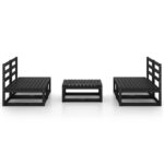 vidaXL 5-dielna záhradná sedacia súprava čierna masívna borovica – Obrázok 3