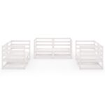vidaXL 6-dielna záhradná sedacia súprava biela masívna borovica – Obrázok 3
