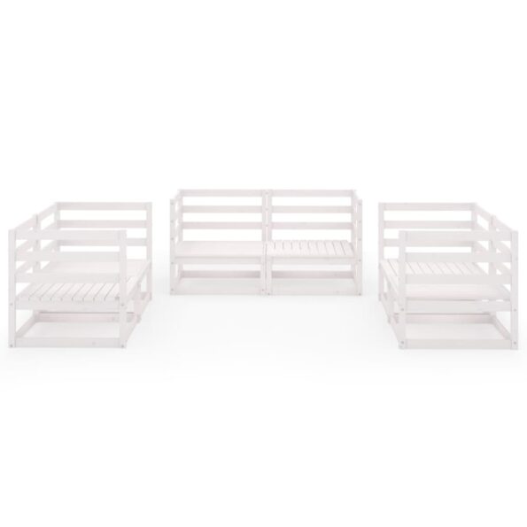 vidaXL 6-dielna záhradná sedacia súprava biela masívna borovica – Obrázok 3