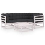 vidaXL 5-dielna záhradná súprava s podložkami, borovicový masív – Obrázok 2