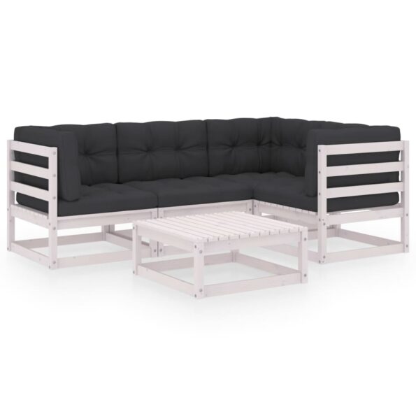 vidaXL 5-dielna záhradná súprava s podložkami, borovicový masív – Obrázok 2