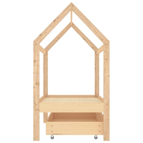 vidaXL Detský posteľný rám so zásuvkou borovicový masív 70x140 cm – Obrázok 4