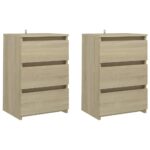 vidaXL Nočné stolíky 2 ks, dub sonoma 40x35x62,5 cm, kompozitné drevo – Obrázok 2