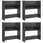 vidaXL Nástenné skrinky na topánky 4 ks, lesklé sivé 60x18x60 cm – Obrázok 2