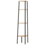 vidaXL Rohový regál so 4 policami, svetlohnedo čierny 45,5x31,5x150 cm – Obrázok 5