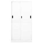 vidaXL Kancelárska skriňa s posuvnými dverami biela 90x40x180 cm oceľ – Obrázok 5