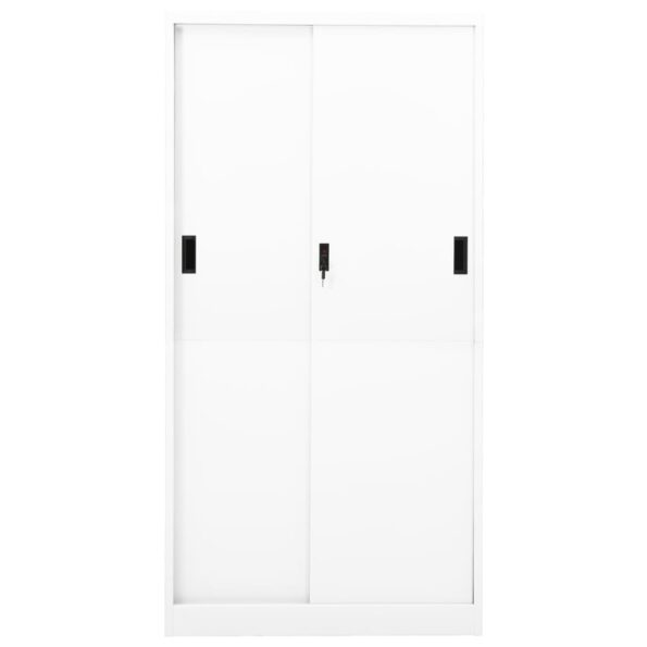 vidaXL Kancelárska skriňa s posuvnými dverami biela 90x40x180 cm oceľ – Obrázok 5