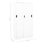 vidaXL Kancelárska skriňa s posuvnými dverami biela 90x40x180 cm oceľ – Obrázok 9