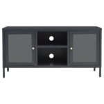 vidaXL TV skrinka antracitová 105x35x52 cm oceľ a sklo – Obrázok 5