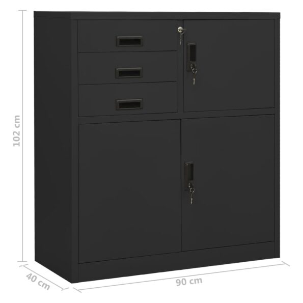 vidaXL Kancelárska skriňa antracitová 90x40x102 cm oceľ – Obrázok 10