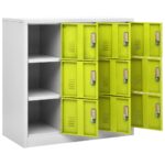 vidaXL Uzamykacia skriňa bledosivá a zelená 90x45x92,5 cm oceľová – Obrázok 6