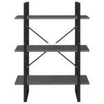vidaXL Knižnica s 3 policami sivá 80x30x105 cm masívna borovica – Obrázok 6