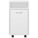 vidaXL Príručná skrinka+kolieska, biela 33x38x60 cm, kompozitné drevo – Obrázok 4